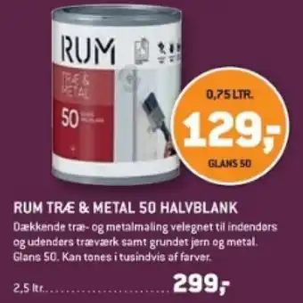 XL-BYG RUM TRÆE & METAL 50 HALVBLANK tilbud