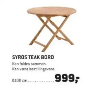 XL-BYG SYROS TEAK BORD tilbud