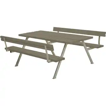 Bauhaus Plus bord/bænkesæt m/2 ryg Alpha 177x185x73/45 cm trykimp. gråbrun tilbud