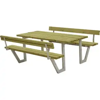 Bauhaus Plus bord/bænkesæt m/2 ryglæn Wega 177x185x73/45 cm trykimp tilbud