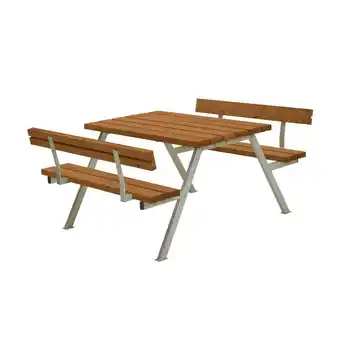 Plus bord/bænkesæt m/2 ryg Alpha 118x185x73/45 cm trykimp.teak