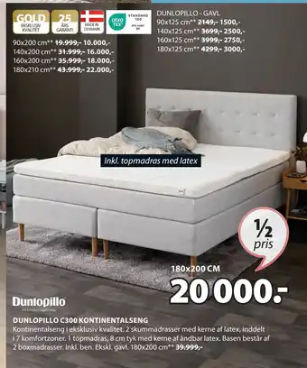JYSK DUNLOPILLO C300 KONTINENTALSENG tilbud
