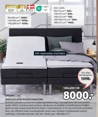 JYSK GOLD E5 LATEX ELEVATIONSSENG tilbud