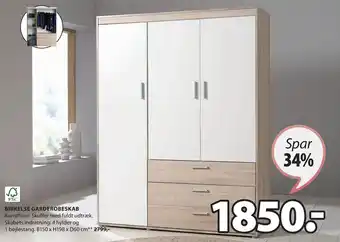 JYSK BIRKELSE GARDEROBESKAB tilbud