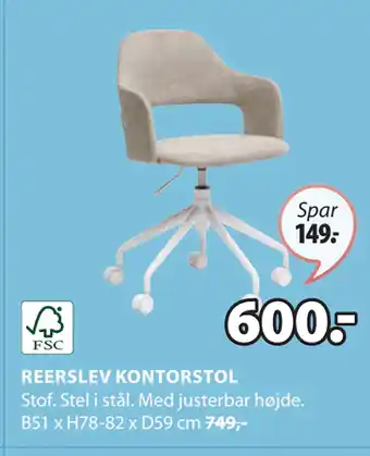 JYSK REERSLEV KONTORSTOL tilbud