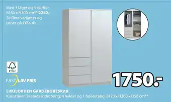 JYSK LIMFJORDEN GARDEROBESKAB tilbud