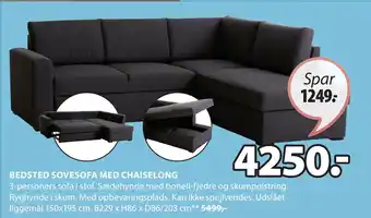 JYSK BEDSTED SOVESOFA MED CHAISELONG tilbud