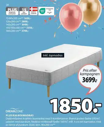 JYSK PLUS B20 BOXMADRAS tilbud