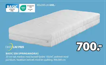 JYSK BASIC S50 SPRINGMADRAS tilbud