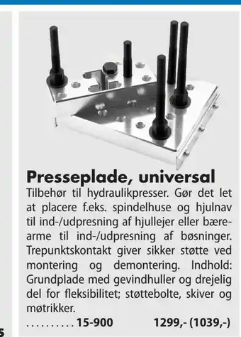 Biltema Presseplade, universal tilbud