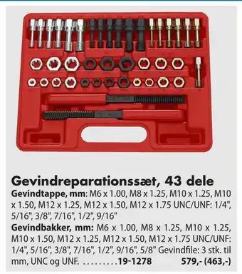 Gevindreparationssæt, 43 dele
