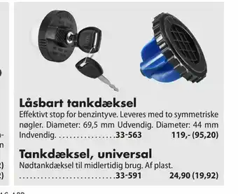 Biltema Tankdæksel, universal tilbud