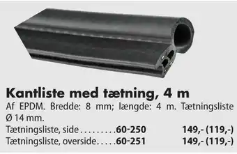 Kantliste med tætning, 4 m