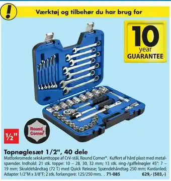 Biltema Topnøglesæt 1/2", 40 dele tilbud