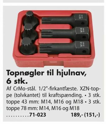 Topnøgler til hjulnav 6 stk
