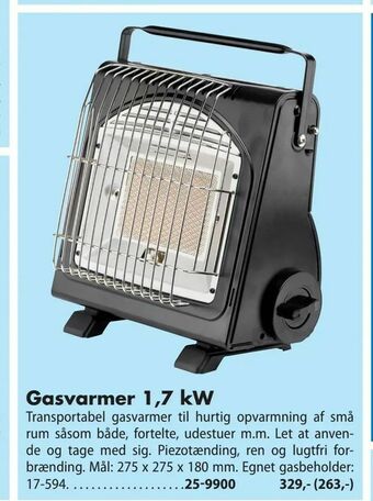 Biltema Gasvarmer 1,7 kW tilbud