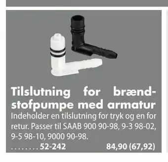 Tilslutning for brænd stofpumpe med armatur