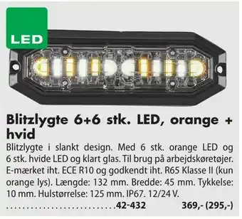 Blitzlygte 6+6 stk. LED, orange + hvid