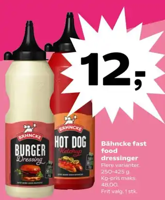 Kvickly Bähncke fast food dressinger tilbud