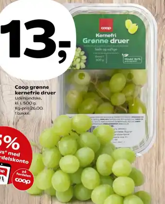 Kvickly Coop grønne kernefrie druer tilbud