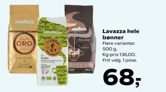 Kvickly Lavazza hele bønner tilbud