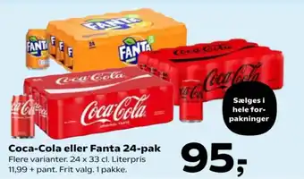 Kvickly Coca-Cola eller Fanta 24-pak tilbud