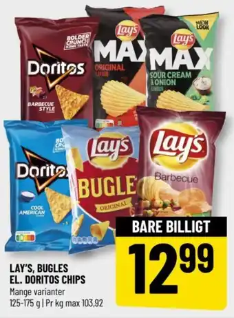 Løvbjerg LAY'S, BUGLES EL. DORITOS CHIPS tilbud