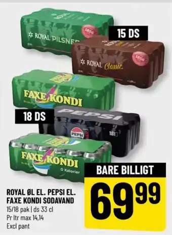 Løvbjerg ROYAL ØL EL. PEPSI EL. FAXE KONDI SODAVAND tilbud