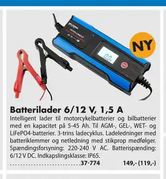 Biltema Batterilader 6/12 V, 1,5 A tilbud