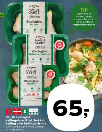 SuperBrugsen Dansk økologisk kyllingebrystfilet, hakket kylling eller kyllingelårmix tilbud