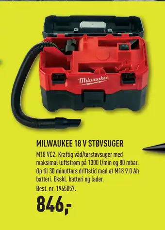 Johannes Fog MILWAUKEE 18 V STØVSUGER tilbud