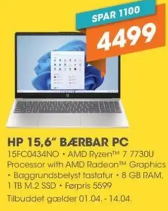 Expert HP 15,6" BÆRBAR PC tilbud