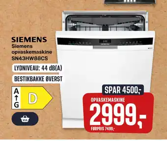 Siemens opvaskemaskine SN43HW88CS