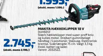 Davidsen MAKITA HÆKKEKLIPPER 18 V tilbud