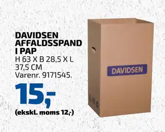 Davidsen DAVIDSEN AFFALDSSPAND I PAP tilbud