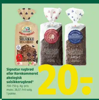 Coop 365 Signatur rugbrød eller Kornkammeret økologisk solsikkerugbrød tilbud