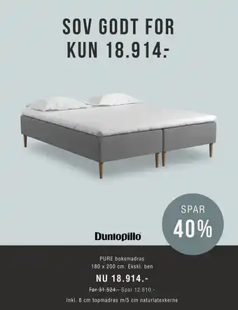 Ilva PURE boksmadras 180 x 200 cm tilbud