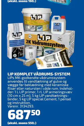 Davidsen LIP KOMPLET VÅDRUMS-SYSTEM tilbud