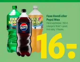 Coop 365 Faxe Kondi eller Pepsi Max tilbud