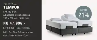 Ilva SPRING BOX Adjustable elevationsseng 180 x 200 cm. Ekskl. ben tilbud