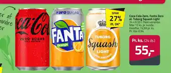 Fleggaard Coca Cola Zero, Fanta Zero el. Tuborg Squash Light tilbud