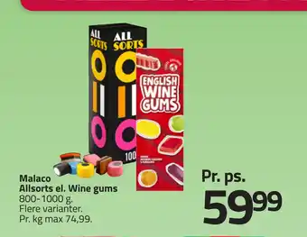 Fleggaard Malaco Allsorts el. Wine gums tilbud