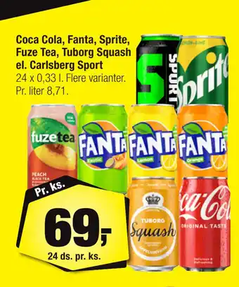 Calle Coca Cola, Fanta, Sprite, Fuze Tea, Tuborg Squash el. Carlsberg Sport tilbud