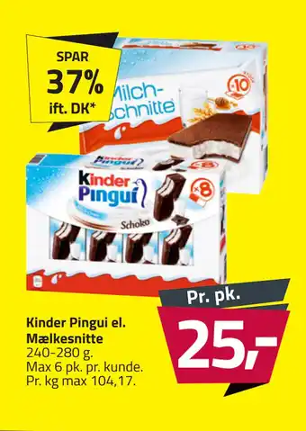 Fleggaard Kinder Pingui el. Mælkesnitte tilbud