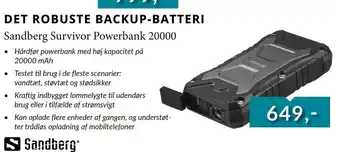 EDB Center Sandberg Survivor Powerbank 20000 tilbud