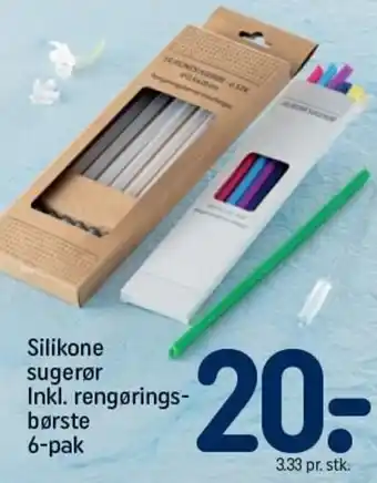 Silikone Sugerør Inkl. Rengørings Børste 6-Pak