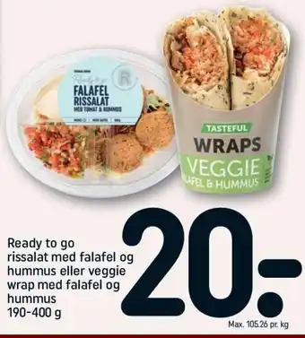 REMA 1000 Ready To go Rissalat Med Falafel Og Hummus Eller Veggie Wrap Med Falafel 190-400 g tilbud