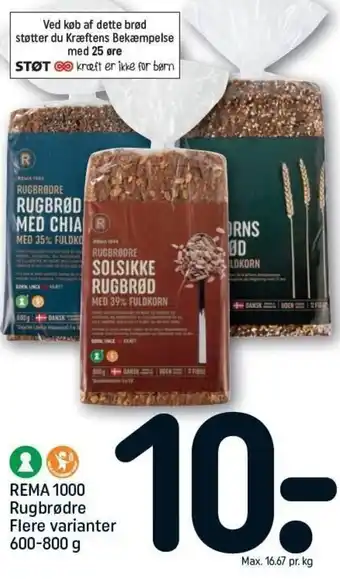 REMA 1000 Rema 1000 Rugbrød Flere Varianter 600-800 g tilbud