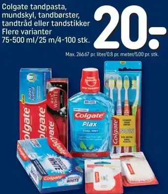 REMA 1000 Colgate Tandpasta,Mundskyl,Tandbørster 75-500 ml/25 m/4-100 Stk. tilbud