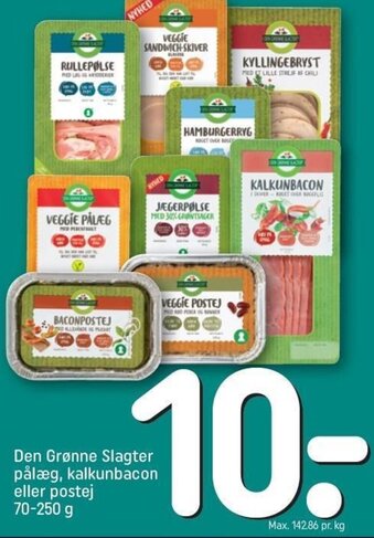 REMA 1000 Den Grønne Slagter Pålæg,Kalkunbacon Eller Postej 70-250 g tilbud